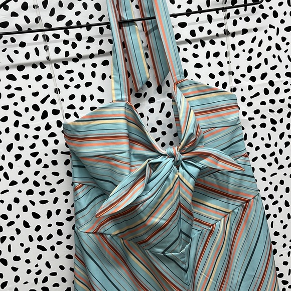 Unique Vintage Blue Striped Halter Jumpsuit - Picture 4 of 8